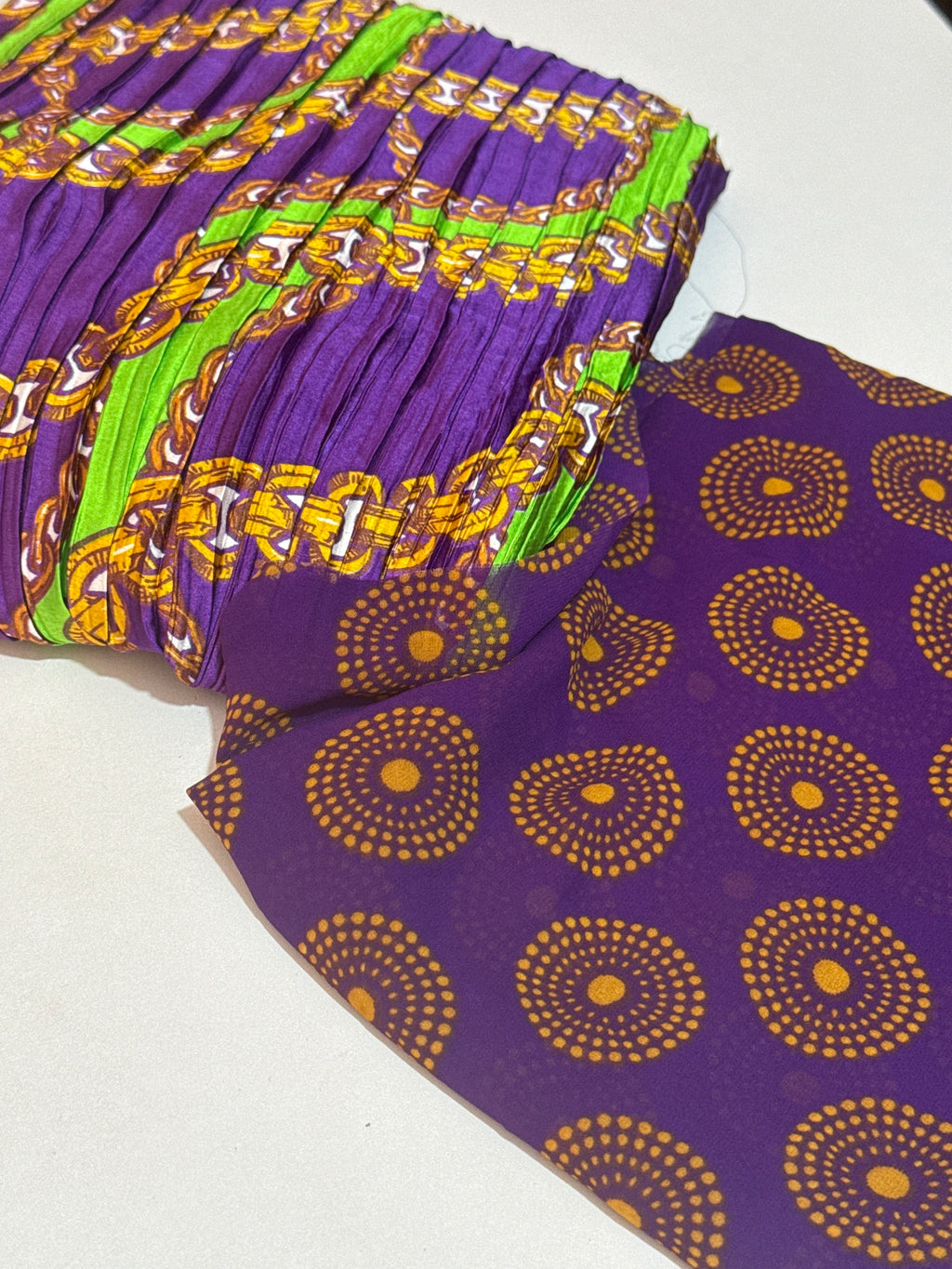 Firabella Pleated Premium Printed Silk & Chiffon Fabrics Combo
