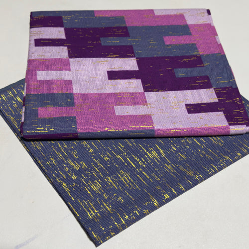 Two fabric swatches with geometric patterns on a white background
