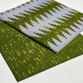 Two fabric swatches with different patterns on a white background
