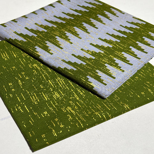 Two fabric swatches with different patterns on a white background