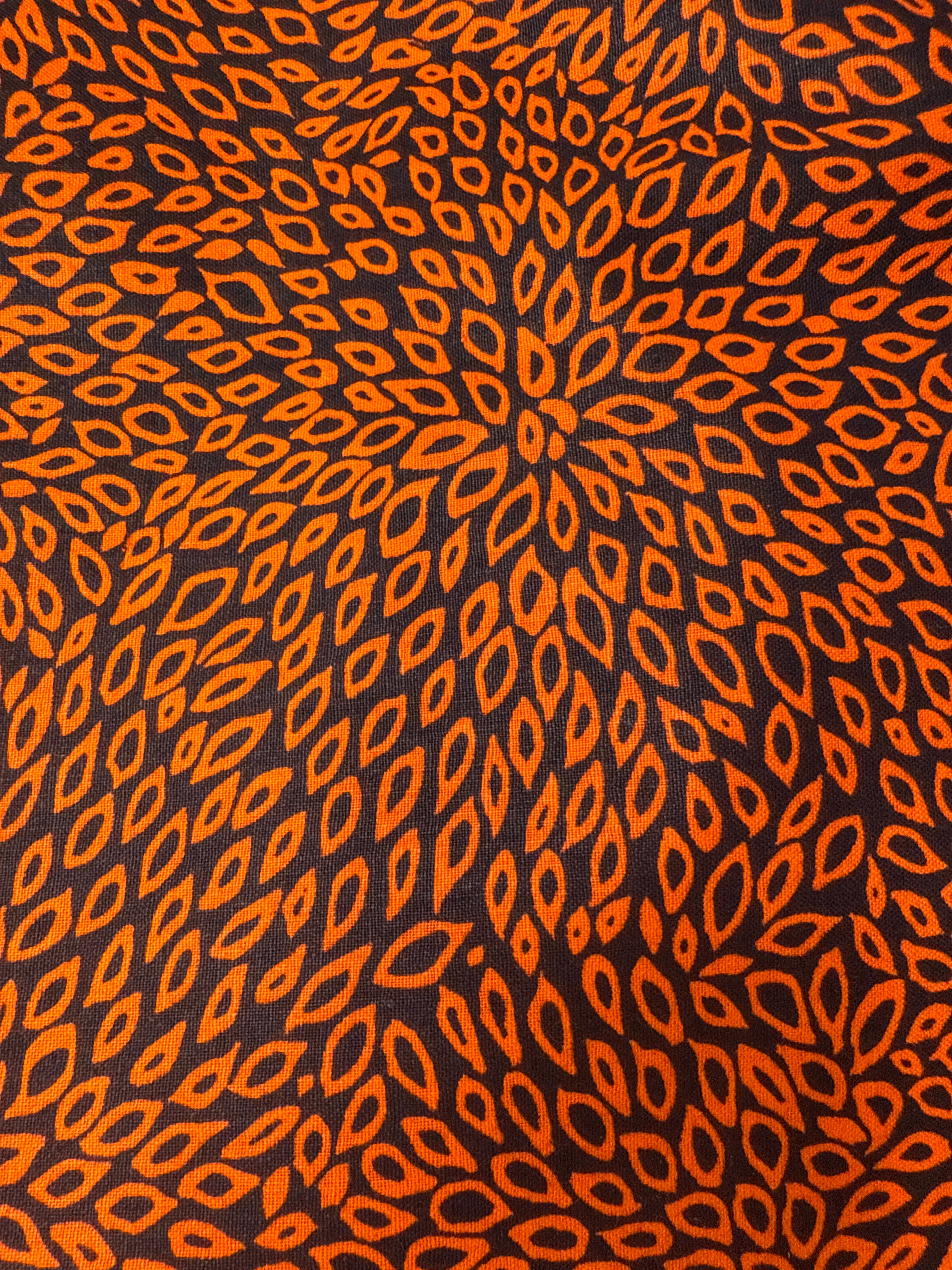 Fortune Orange & Black Ankara Fabric | High Quality Cotton Print sold by the yard