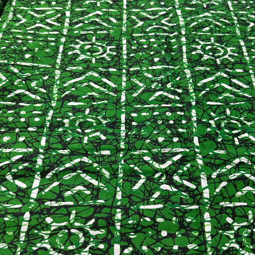 Patterned fabric with green and black design