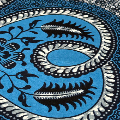 Decorative blue and black patterned design