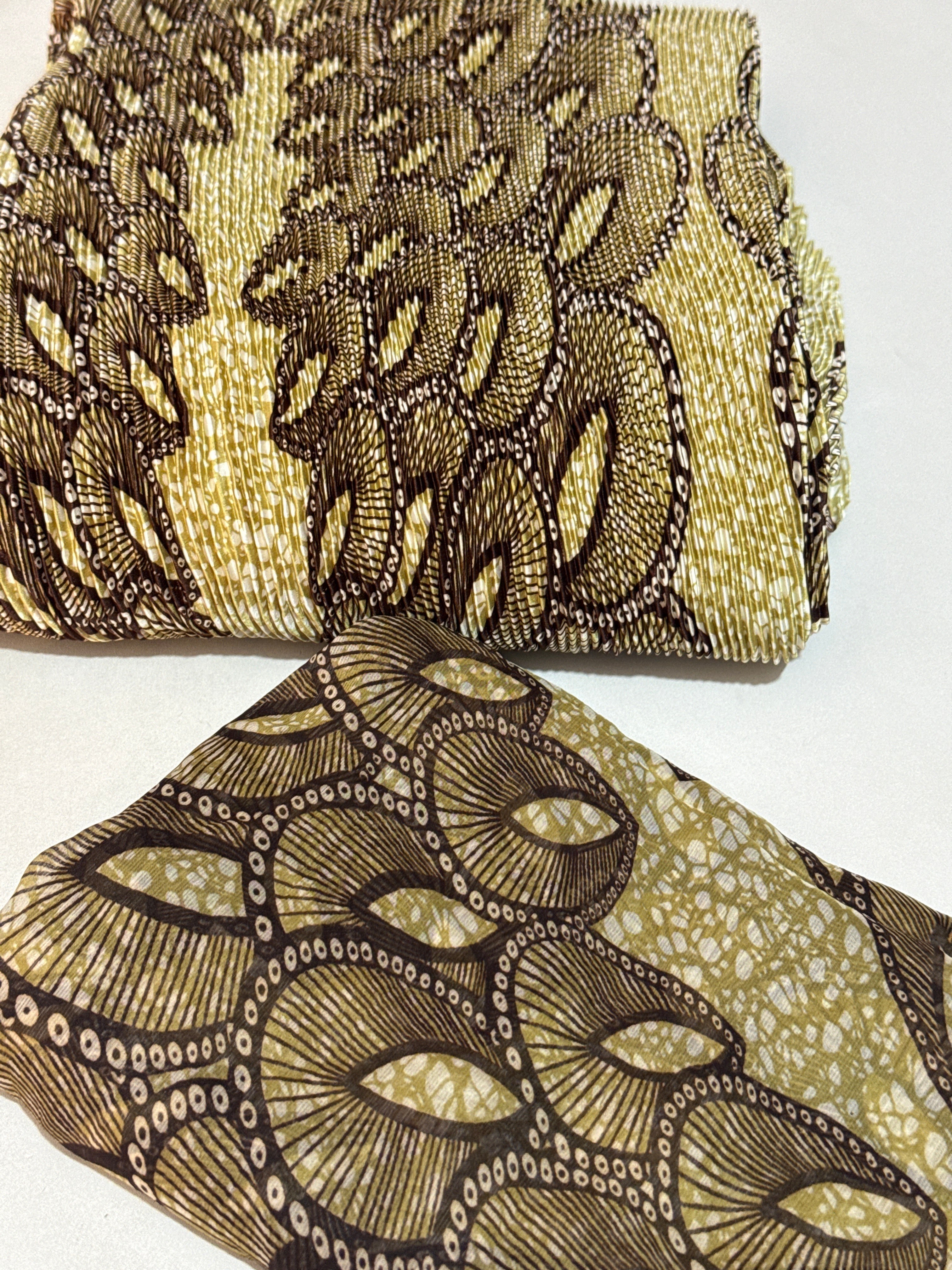 Wavelon Pleated Printed Silk & Chiffon Fabrics Combo