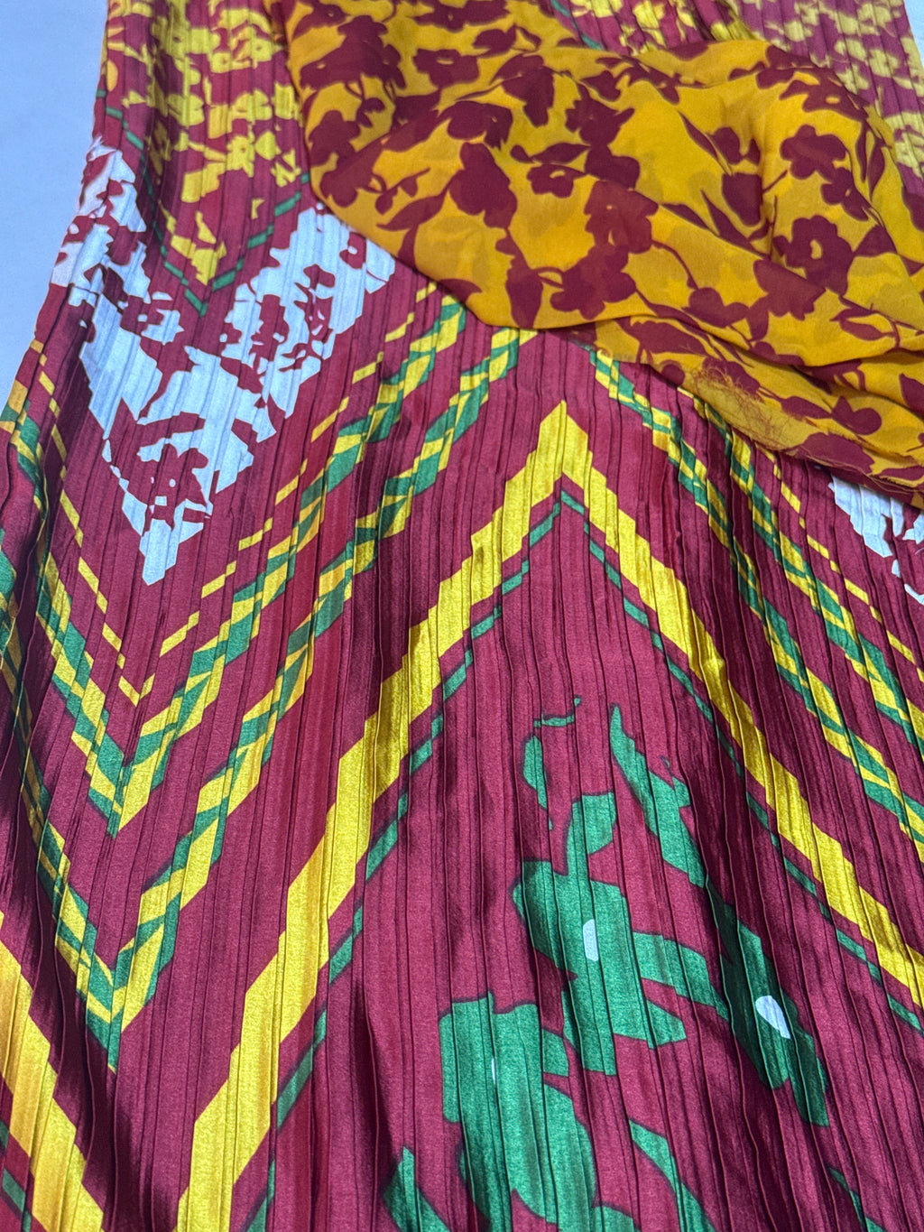 Firabella Pleated Premium Printed Silk & Chiffon Fabrics Combo