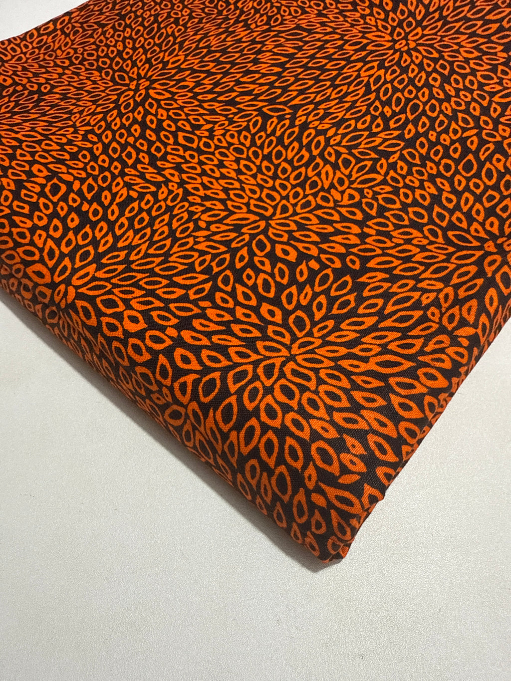 Fortune Orange & Black Ankara Fabric | High Quality Cotton Print sold by the yard