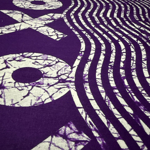 Abstract design with wavy lines and text on a purple background