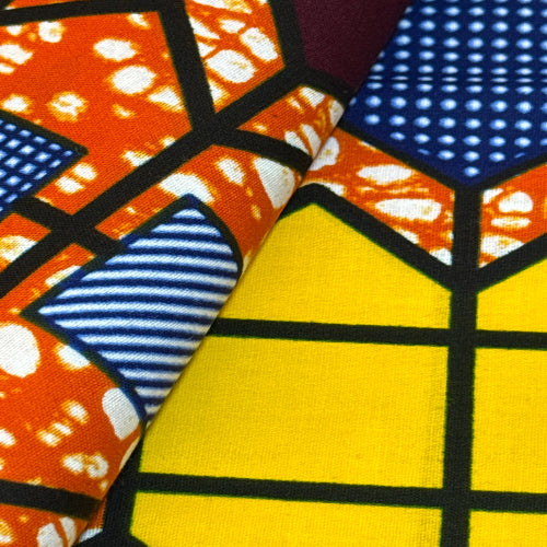 Close-up of colorful geometric-patterned fabric