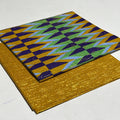 Two fabric swatches with geometric patterns on a white background