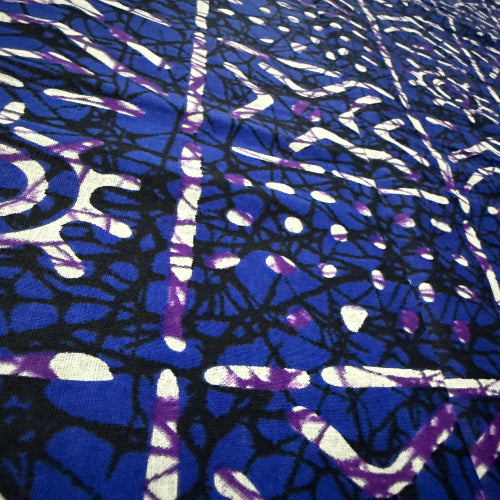 Abstract pattern with white and purple lines on a blue background