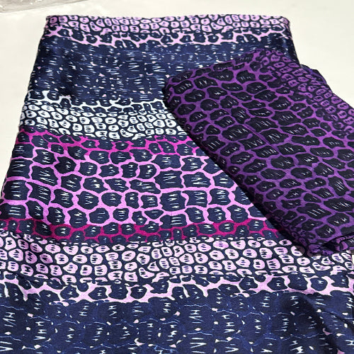 Fabric with purple and pink leopard print pattern