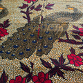 Decorative fabric with peacock and floral pattern