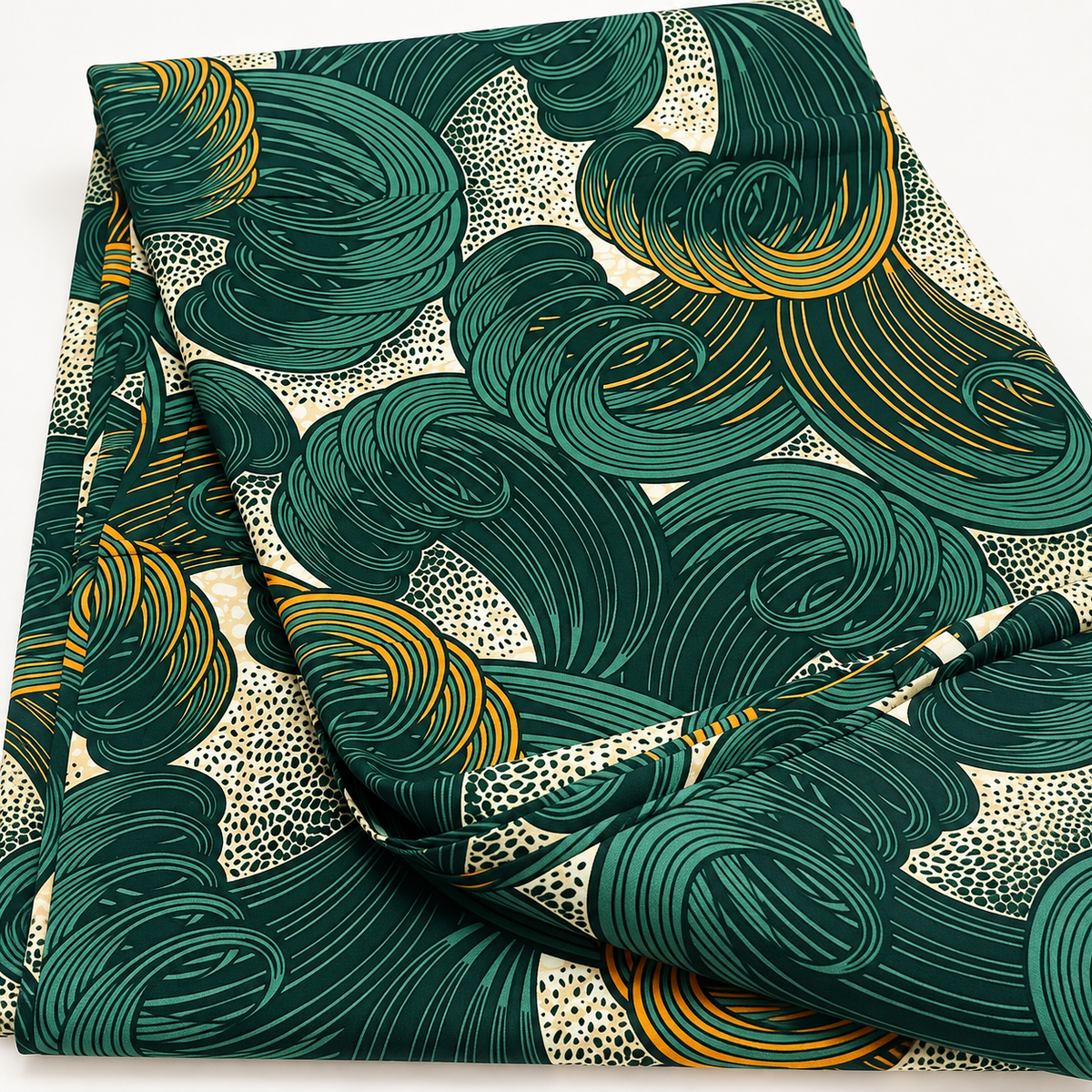 Valantino Holland African Print Fabric – Green & Gold | 6 Yards SFLTrends Fabrics