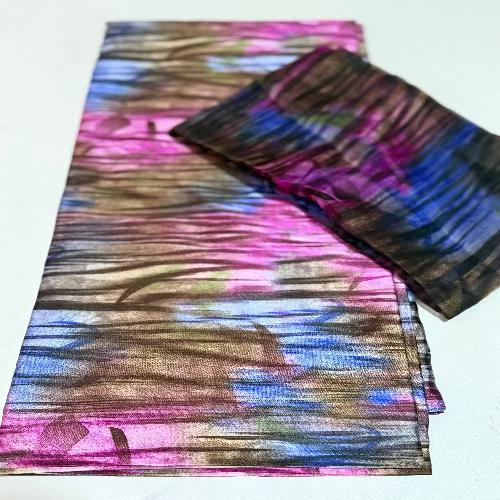 Colorful scarf with abstract pattern on a white background