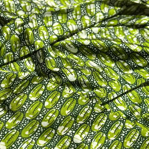 Close-up of green and white patterned fabric