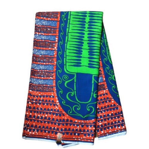 Colorful traditional fabric with geometric patterns on a white background