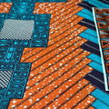 Close-up of colorful geometric patterned fabric