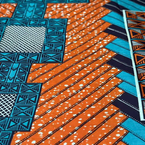 Close-up of colorful geometric patterned fabric