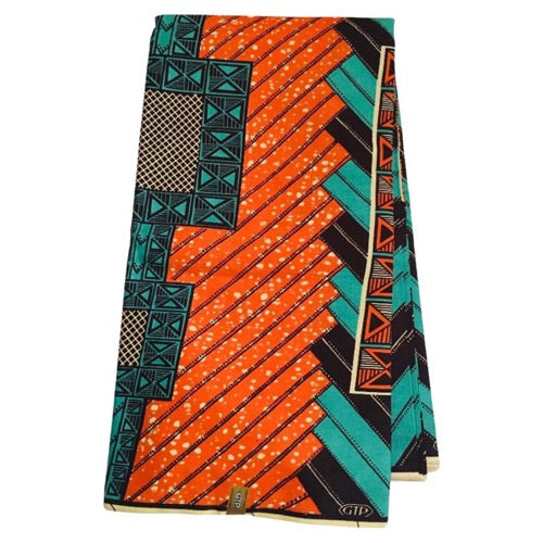 Colorful geometric patterned fabric on a white background