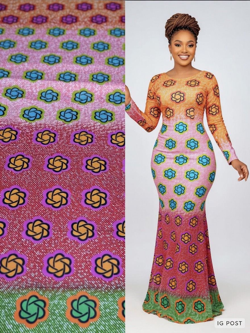 Stretch Lycra & Chiffon Fabric Combo – 4 Yards Stretch + 2 Yards Chiffon