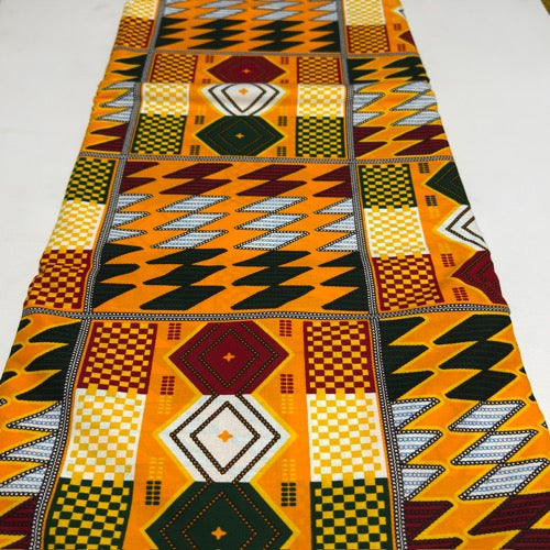 Colorful geometric patterned fabric on a white background