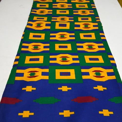 Colorful fabric with geometric pattern on a white background