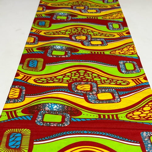 Colorful fabric with abstract patterns on a white background